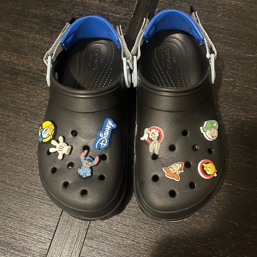 Black Crocs All Terrain Customized With Disney Jibbitz